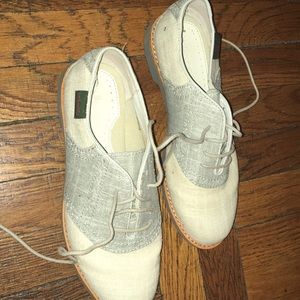 GHBass linen oxfords, blue-gray/off-white lace-ups